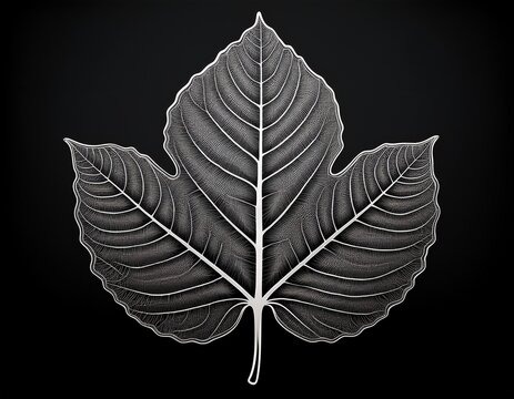 silhouette of a fig leaf showcasing its distinctive shape and intricate details against a clear background