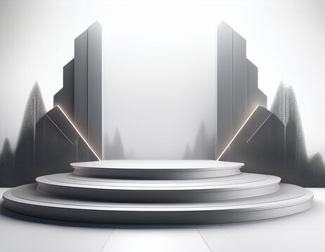 modern stage isolated on white background
