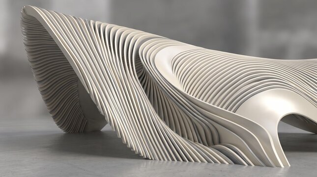 A sophisticated 3d rendered architectural model showing a flowing organic structure serving as a modern abstract background for design