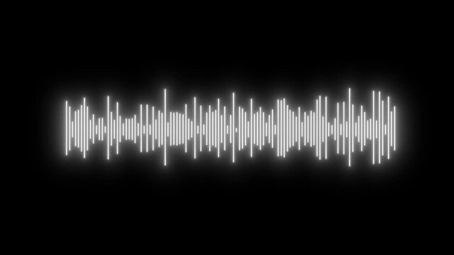 Futuristic voice recording frequency wave animating with 4k glowing audio sound spectrum line, abstract music equalizer bar, dynamic cyber beat, radio signal