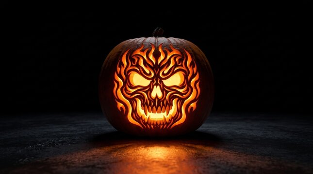 A spooky Halloween-themed pumpkin.