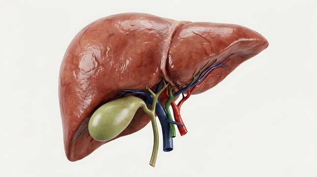 Human liver and gallbladder anatomical model