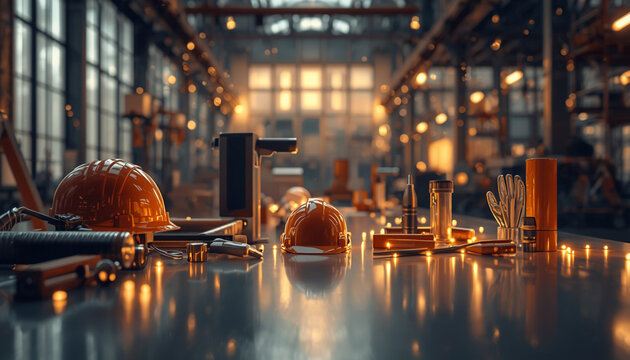 Labor Day Workforce Celebration with Construction, Manufacturing and Modern Workplace Elements