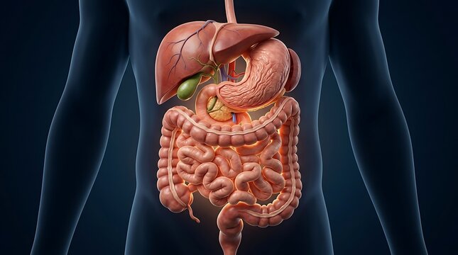 Human digestive system and internal organs