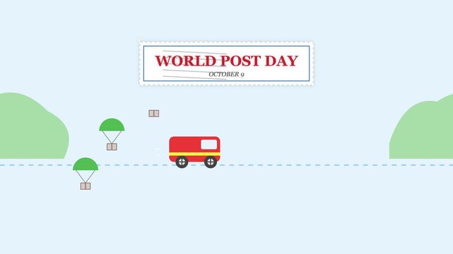 Delivery Truck and Parachuting Parcels in Flat Vector Motion Style