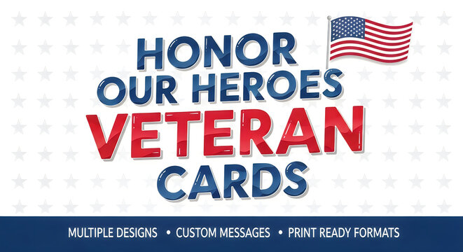 Honor our heroes veterans day greeting card design with american flag graphic