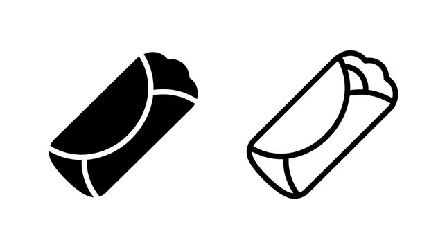 Minimalist burrito vector icons set for Mexican food menu design and restaurant branding.