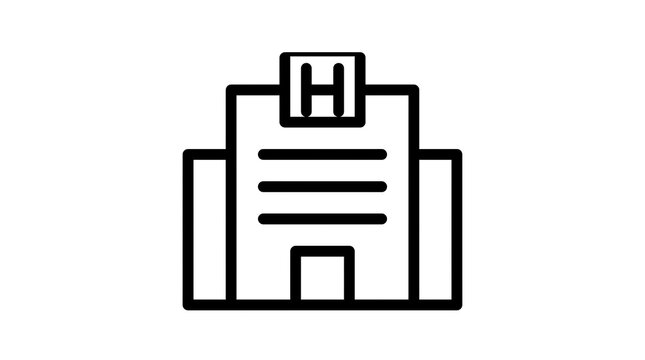 Minimalist hospital building vector icon for medical facility and healthcare UI design