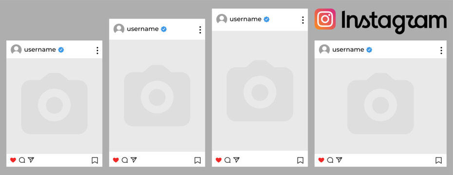 Instagram post template set, social media feed layouts, modern grid ui design