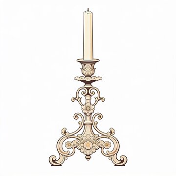 Antique Ornamental Candle Holder Vector
