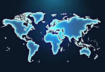 Fototapeta premium Map of the planet. World map. Global social network. Future. Vector. Blue futuristic background with planet Earth. Internet and technology. Floating blue plexus geometric background.