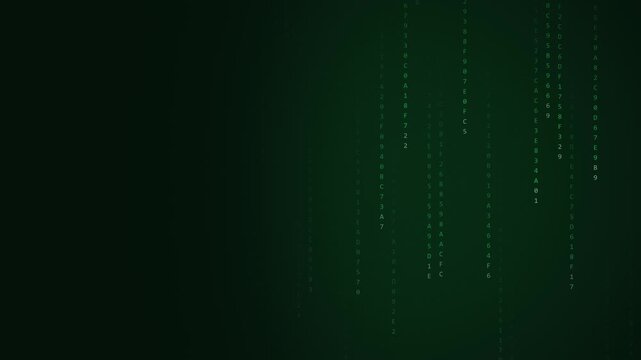 Green Hexadecimal Code Matrix Falling with Copy Space