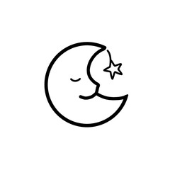 Simple illustration of crescent moon and star with transparent background © Anggun