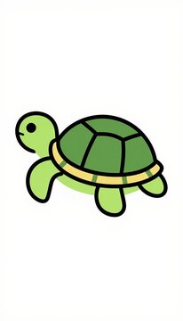 Calm of a Turtle Taking Rest: Minimalist Vector Illustration