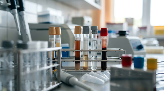 laboratory test tubes and equipment setup in a modern research lab environment for scientific experimentation and analysis