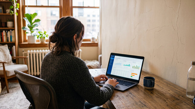 woman working on laptop