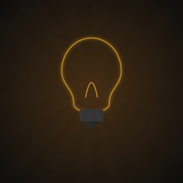 Glowing Light Bulb Animation on Dark Background, Creative Idea and Innovation Concept