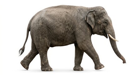 Obraz premium Side view of walking Asian Elephant isolated on white background.