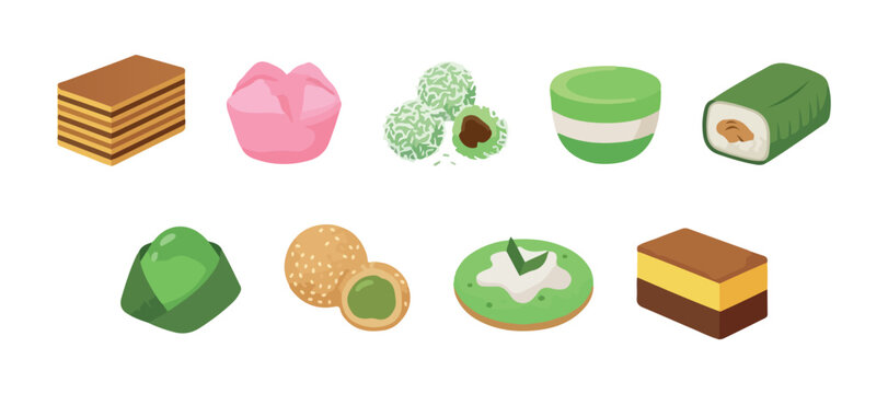 indonesia traditional cake flat illustration
