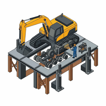 HeavyExcavatorMaintenanceWorkshopSceneWithTechnicians.