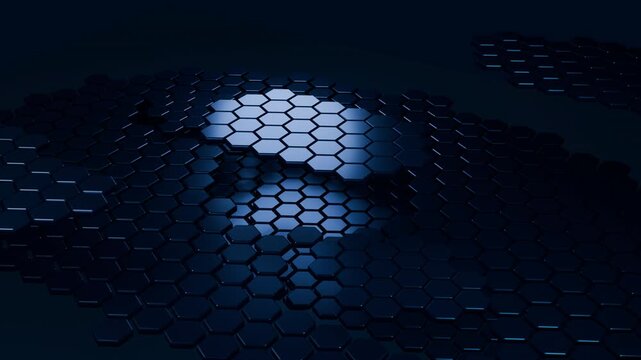 Layered Floating Hexagonal Sheets in Futuristic Space