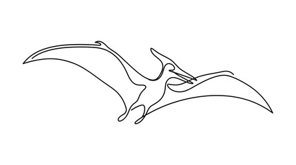 Flying Pterodactyl Continuous One Line Drawing Illustration © Akhsan
