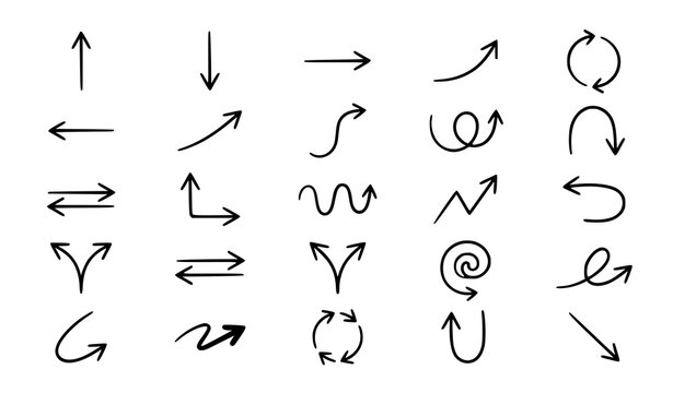 Minimal Hand Drawn Arrow Vector Collection Black Continuous Line Symbols