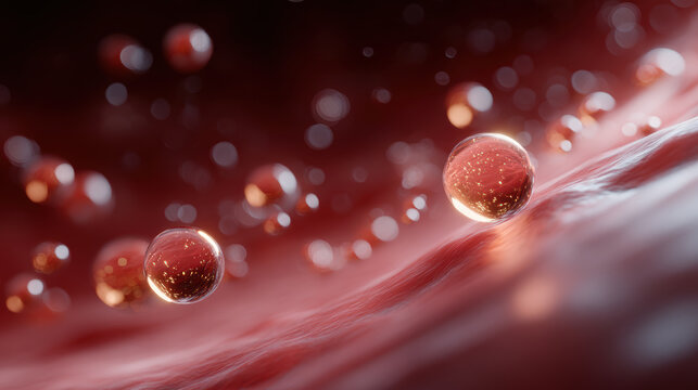 Cholesterol blood bloodstream artery plaque lipid 3d medical illustration Cholesterol particle travel through bloodstream near artery wall