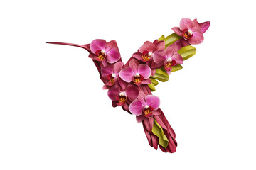 Fototapeta premium Floral hummingbird made of orchid blossoms