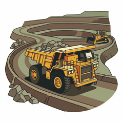 Large mining dump truck on rugged terrain. © After