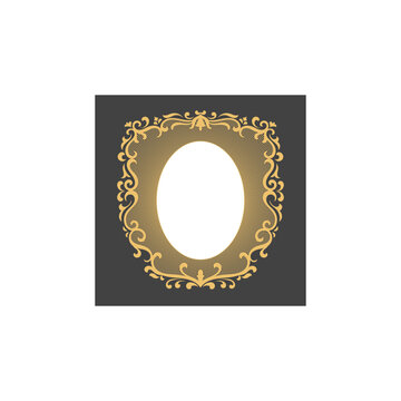 Vintage frame, sunburst style, vintage patterned frame, golden yellow.
