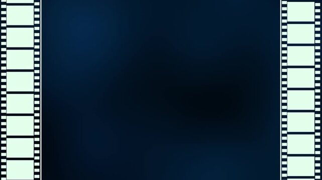 Dark blue film strip frame animation for video editing, media production, storytelling, presentations, transitions and creative content.