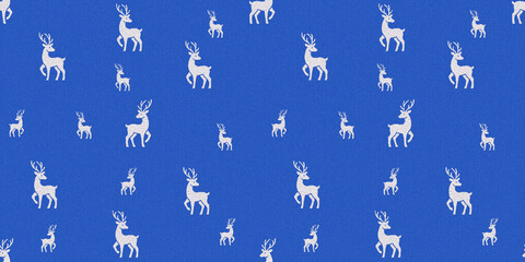 Fototapeta premium Navy blue cotton weave reindeer pattern seamless, tileable surface texture for mockup element marketplace advertising e-commerce product promotion wrap