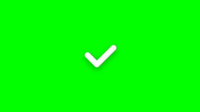 An icon of a white check mark with a green screen