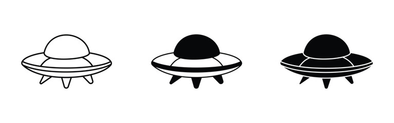UFO Flying Saucer Spaceship Icon Set for Alien Space Travel and Science Fiction Design © Matrix Studio