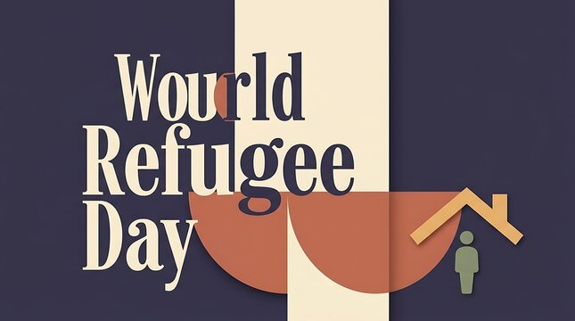 World refugee day illustration with hand holding boat