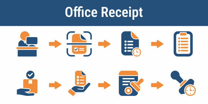 Steps for receiving scanning logging and confirming a ballot at the election office. Useful for operations training voter explainers and intake graphics