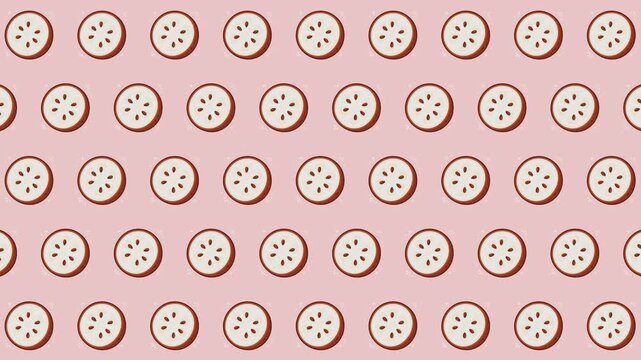 Cupuacu slice pattern seamless loop on pink background