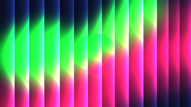 Abstract background with vertical stripes in vibrant neon colors of green pink and blue