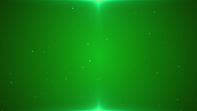 Ambient Green Space with Floating Particles and Neon Light Edges