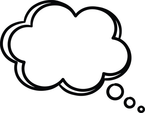 Blank think bubble vector line asset representing thoughts ideas dreams clouds brain imagination memory and internal dialogue concepts