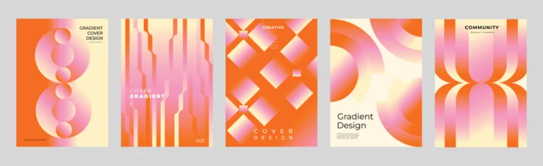 Fotobehang Sportwinkel Modern orange and pink gradient poster templates set. Soft abstract geometric backgrounds for branding, cover, flyer and social media design.  © TWINS DESIGN STUDIO