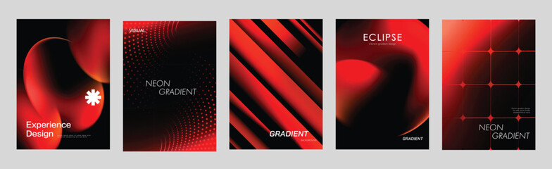 Fototapeta na wymiar Modern red and black gradient poster templates set. Bold abstract geometric backgrounds for branding, cover, flyer and social media design.