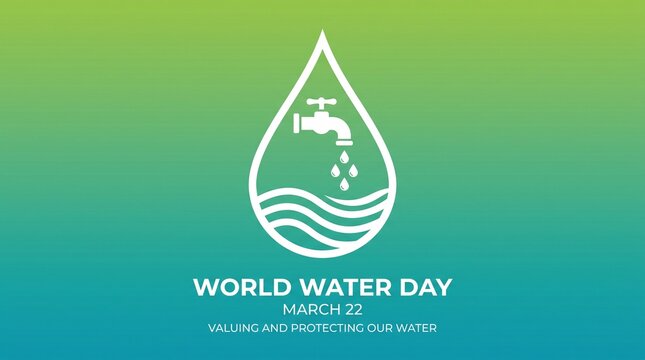 World water day vector logo with faucet icon
