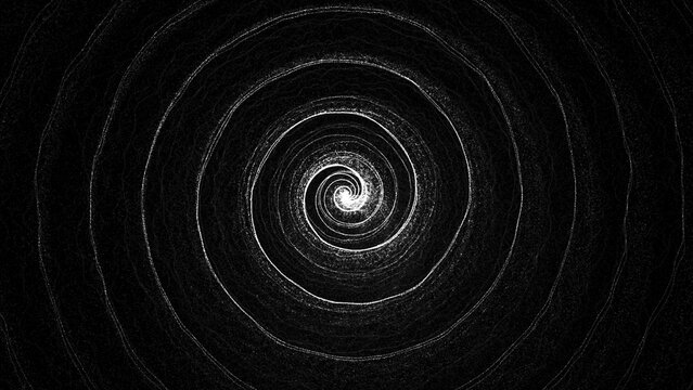 Hypnotic abstract white light vortex with dynamic particle trails on a black background. Perfect for corporate and minimalist themes.