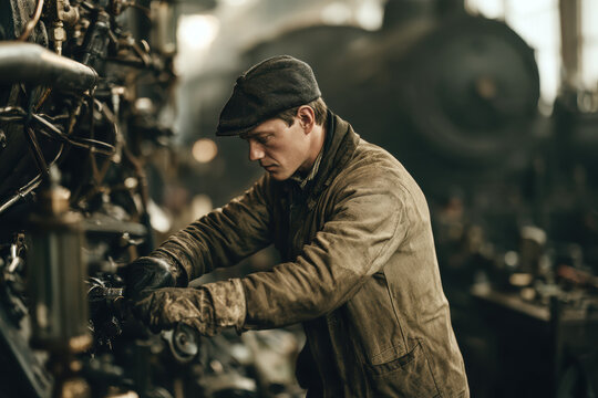 Vintage Steam Railway Worker
