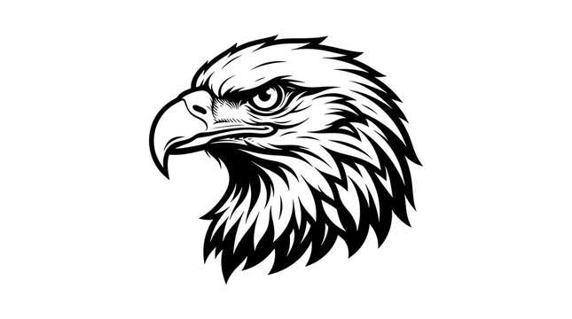 Black and white eagle head illustration