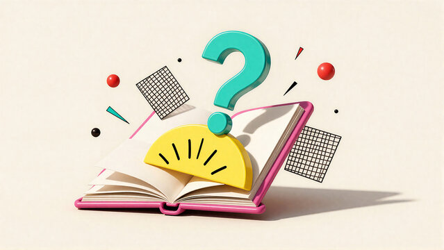 Curiosity and Learning Concept with Open Book and Question Mark