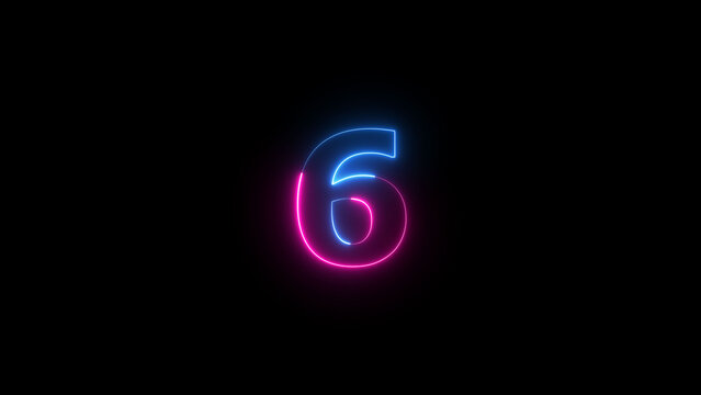 Neon number 6 icon concept background. Glowing  neon business number icon illustration.