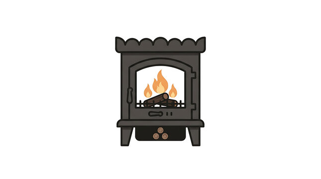 Cozy fireplace with warm flames burning